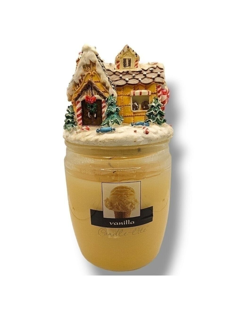Candle Lite Vanilla Gingerbread House Candle Topper Jar